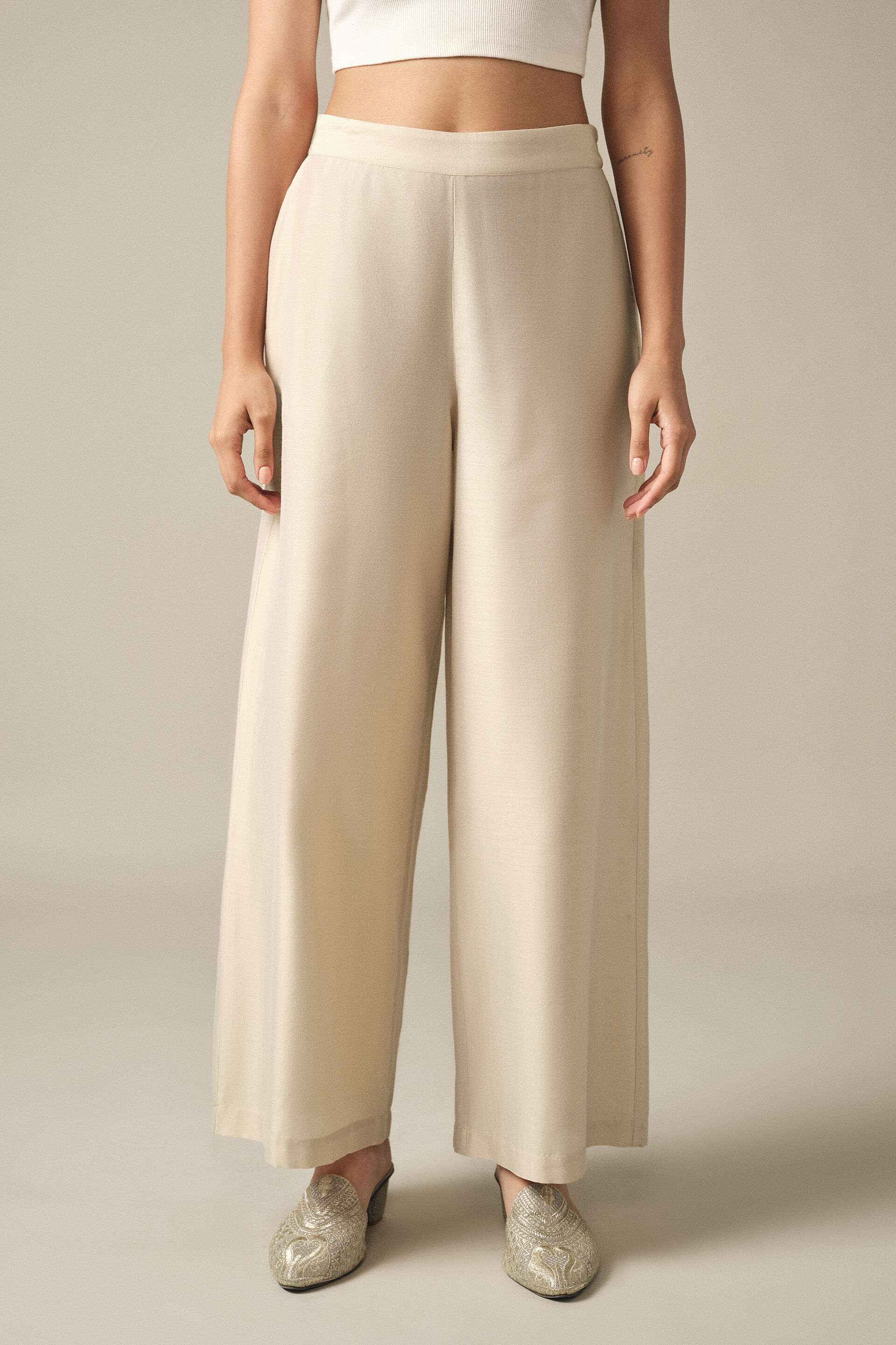 Flared Pants in Beige